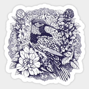 Hummingbird and Flowers Sticker